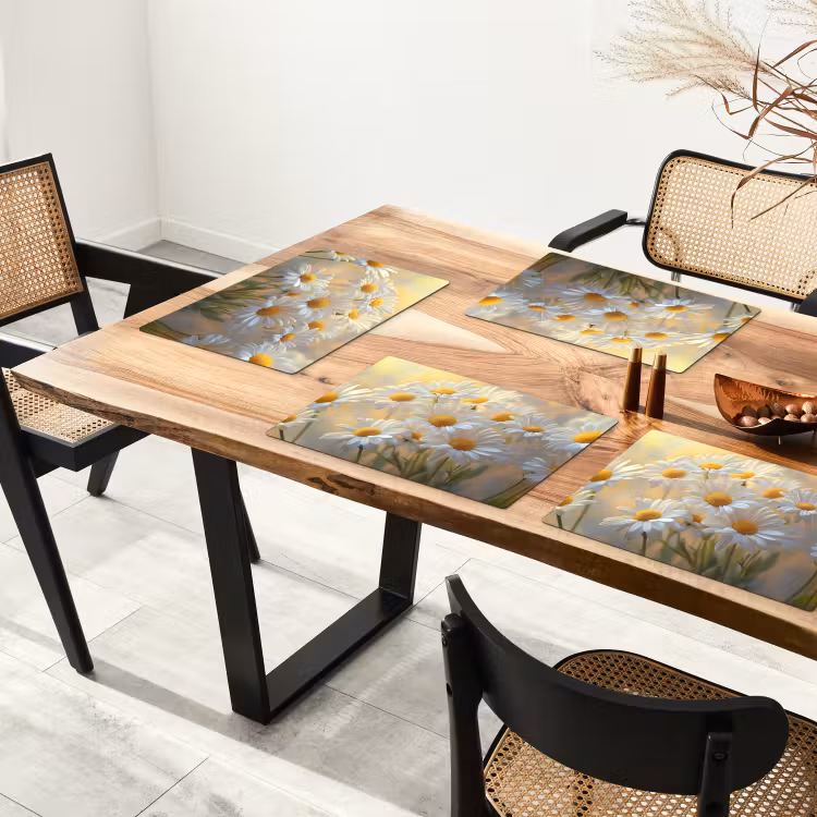 Placemat - 6 stuks - Madeliefjes - Wit - Zonlicht — 5