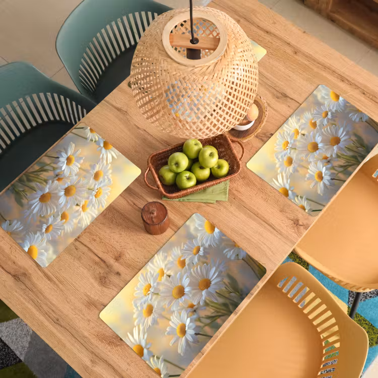 Placemat - 6 stuks - Madeliefjes - Wit - Zonlicht — 6