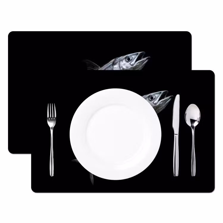 Placemat - 6 stuks - Makreel - Vis - Zwart — 2