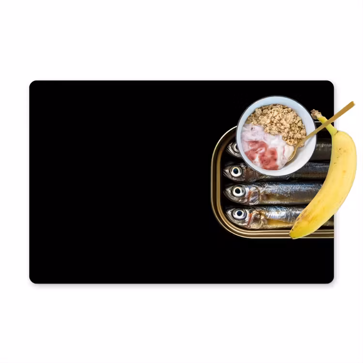 Placemat - 6 stuks - Sardines - Blik - Zwart - Vissen — 1