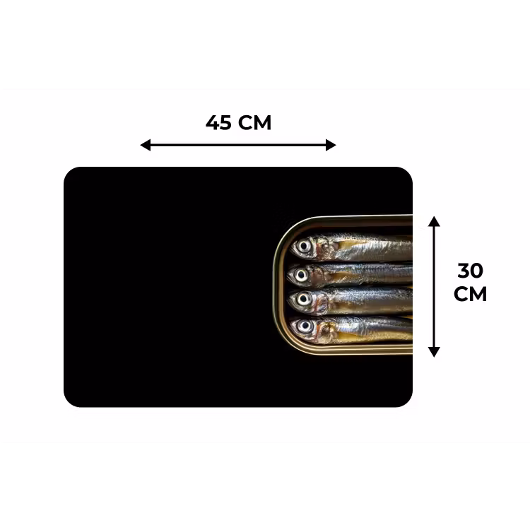 Placemat - 6 stuks - Sardines - Blik - Zwart - Vissen — 3