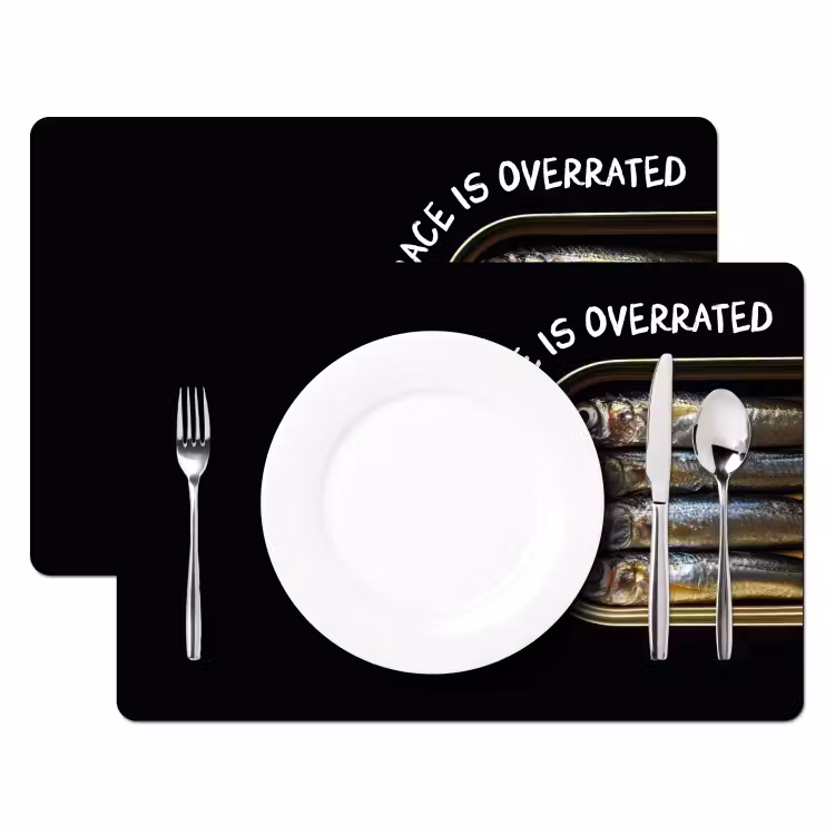 Placemat - 6 stuks - Sardines - Tekst - Vis - Blik — 2