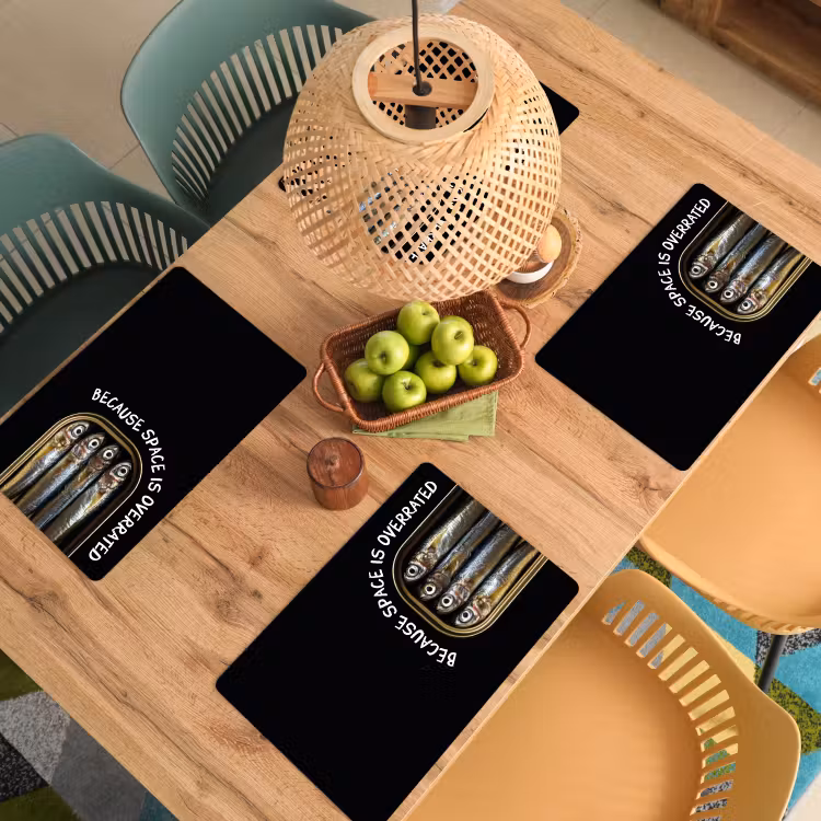 Placemat - 6 stuks - Sardines - Tekst - Vis - Blik — 6