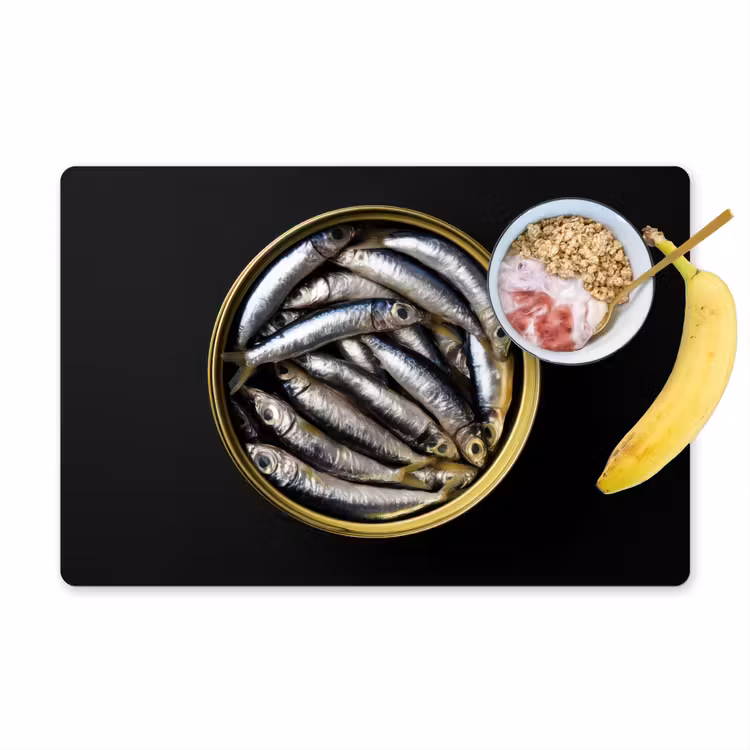 Placemat - 6 stuks - Sardines - Vissen - Rond - Zwart — 1