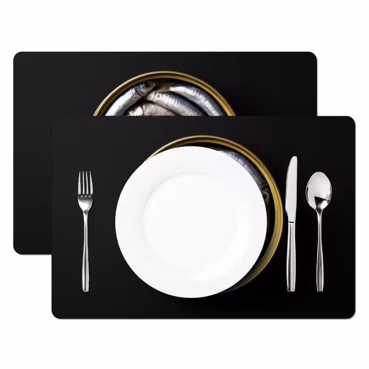 Placemat - 6 stuks - Sardines - Vissen - Rond - Zwart — 2