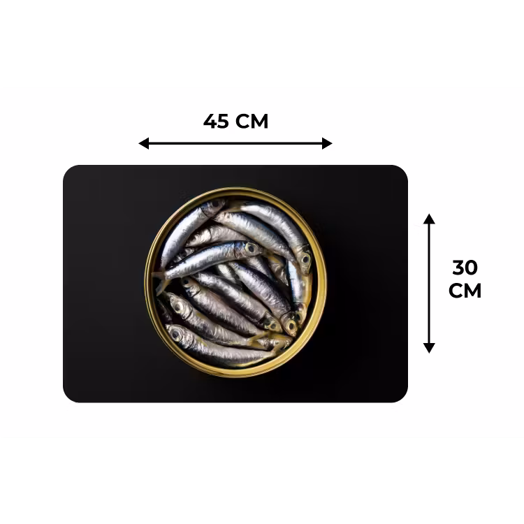 Placemat - 6 stuks - Sardines - Vissen - Rond - Zwart — 3