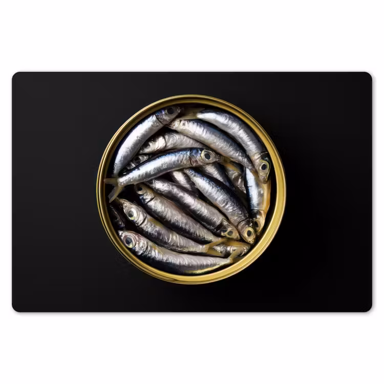 Placemat - 6 stuks - Sardines - Vissen - Rond - Zwart — 7