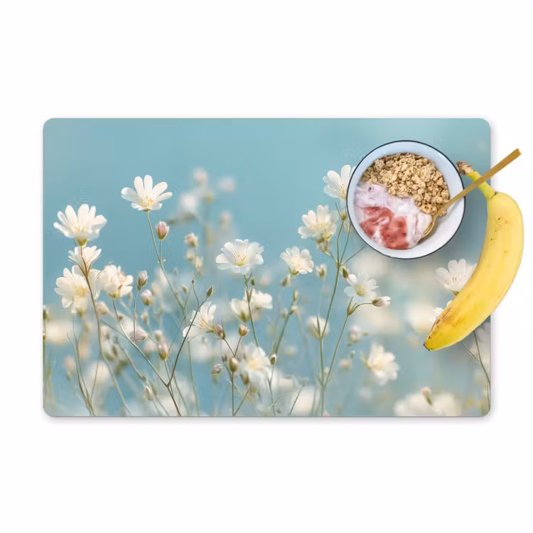 Placemat - 6 stuks - Stengels - Bloemen - Lucht - Wit — 1
