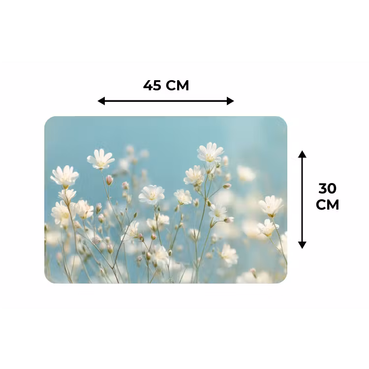 Placemat - 6 stuks - Stengels - Bloemen - Lucht - Wit — 3
