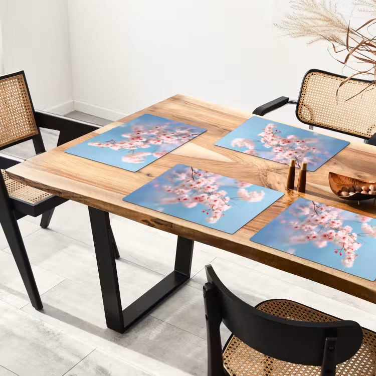 Placemat - 6 stuks - Takken - Bloesems - Roze — 5