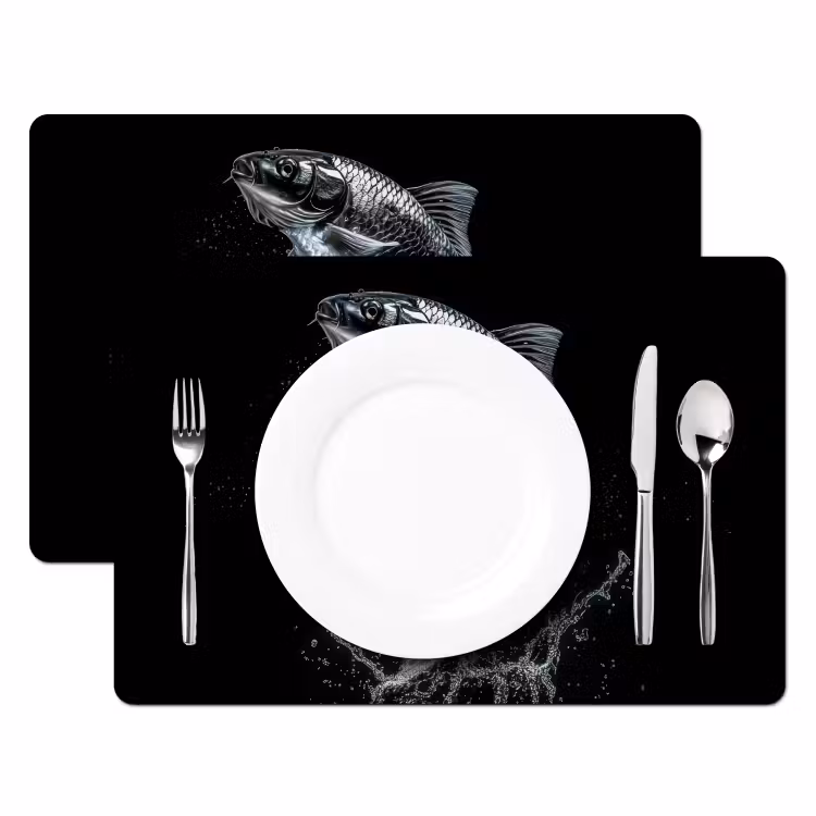 Placemat - 6 stuks - Vis - Koi - Zwart - Water — 2