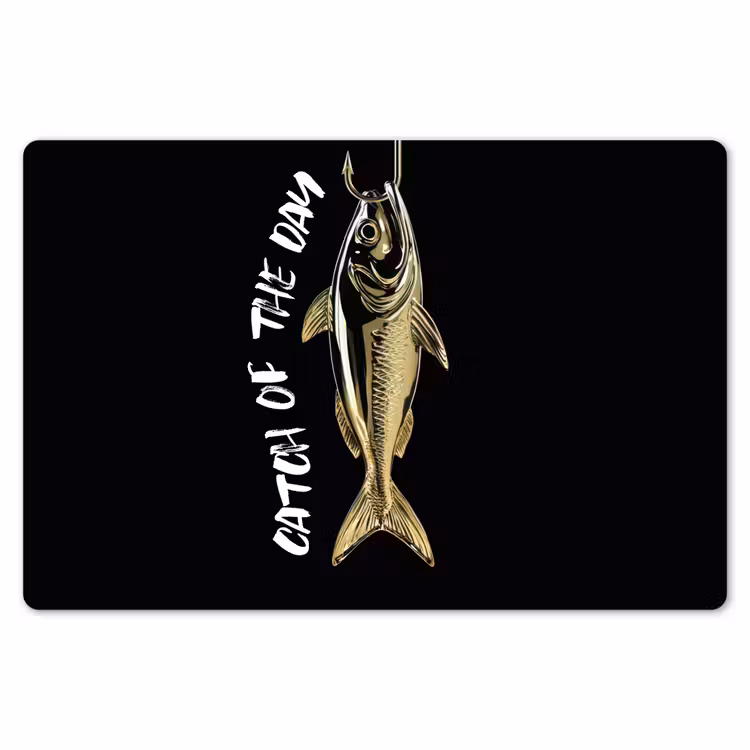 Placemat - 6 stuks - Vis - Zwart - Goud - Tekst — 7