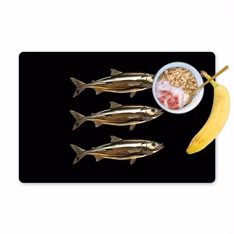 Placemat - 6 stuks - Vissen - Goud - Zwart — 1