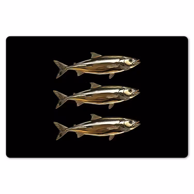 Placemat - 6 stuks - Vissen - Goud - Zwart — 7