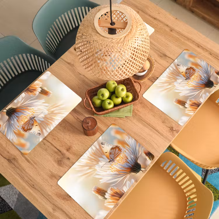 Placemat - 6 stuks - Vlinder - Bloem - Oranje — 6