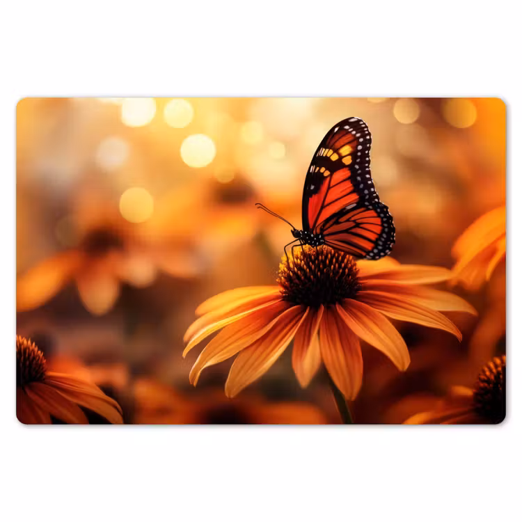Placemat - 6 stuks - Vlinder - Bloemen - Oranje — 7