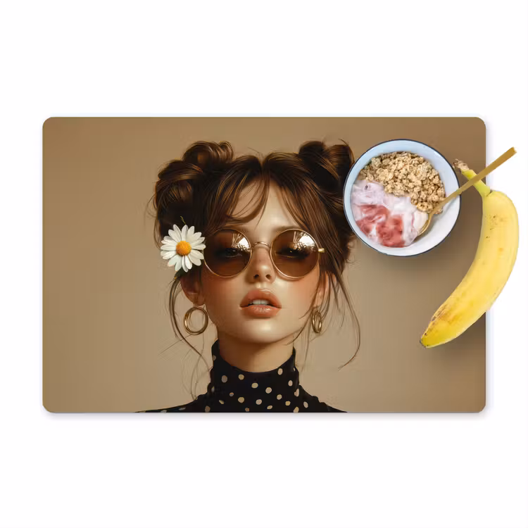 Placemat - 6 stuks - Vrouw - Beige - Bloem - Modern - Portret — 1