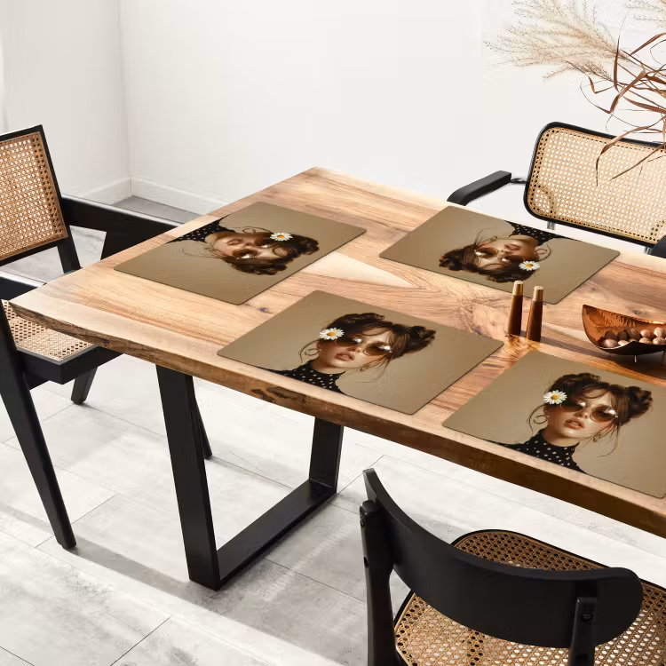 Placemat - 6 stuks - Vrouw - Beige - Bloem - Modern - Portret — 5
