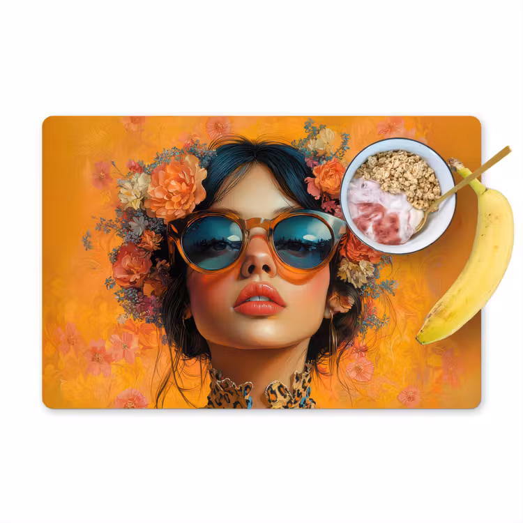Placemat - 6 stuks - Vrouw - Bloemen - Aesthetic - Oranje — 1