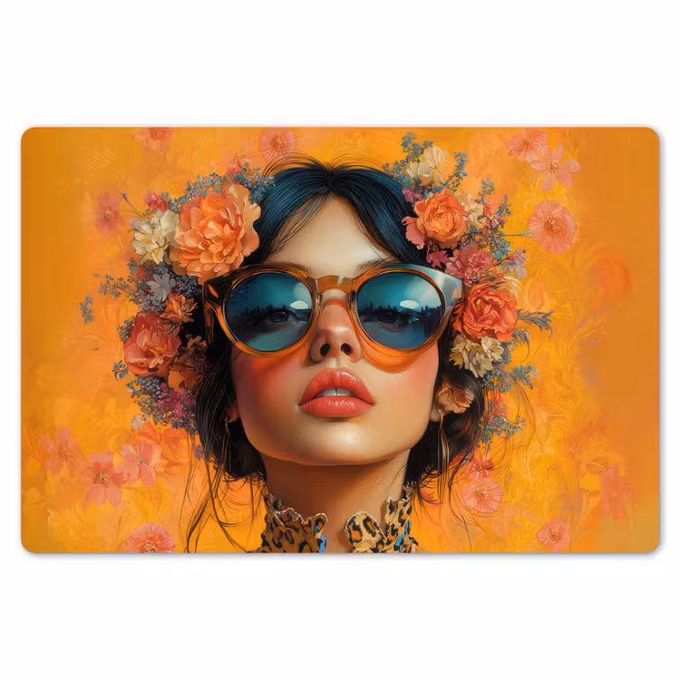 Placemat - 6 stuks - Vrouw - Bloemen - Aesthetic - Oranje — 7