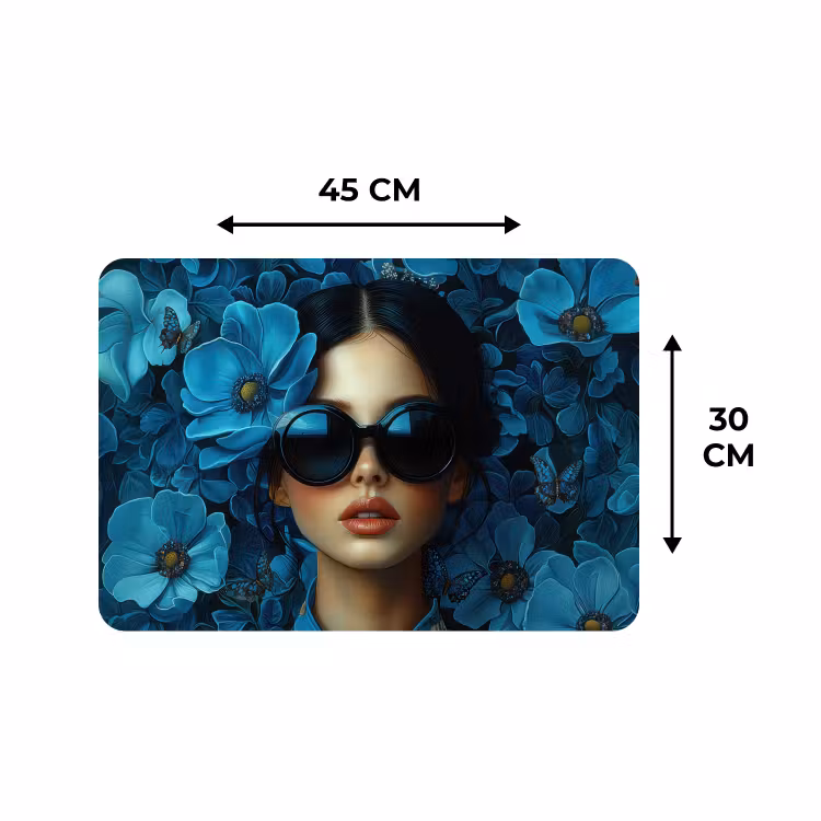 Placemat - 6 stuks - Vrouw - Bloemen - Blauw - Aesthetic - Luxe — 3