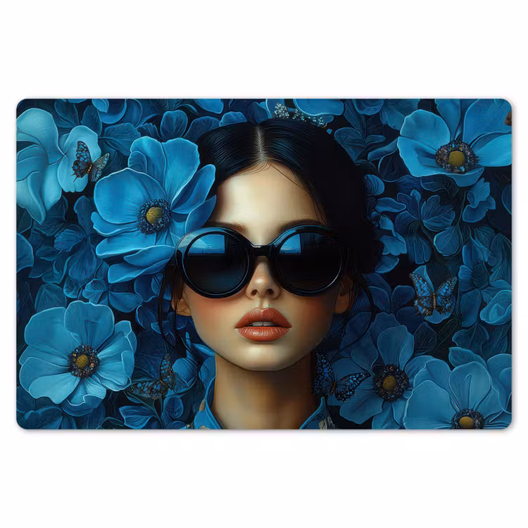 Placemat - 6 stuks - Vrouw - Bloemen - Blauw - Aesthetic - Luxe — 7
