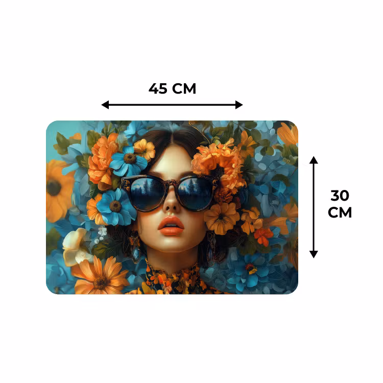Placemat - 6 stuks - Vrouw - Bloemen - Oranje - Blauw - Modern — 3