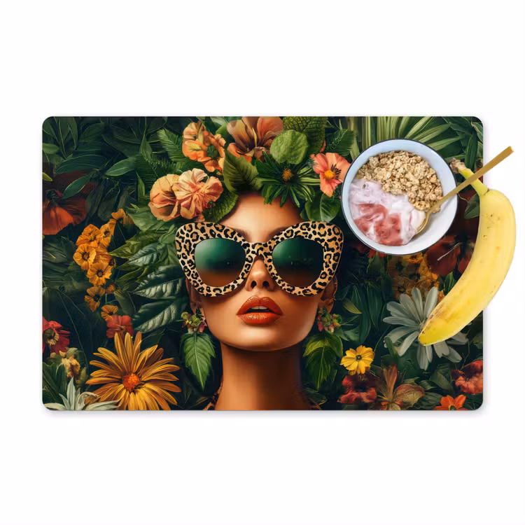Placemat - 6 stuks - Vrouw - Panterprint - Jungle - Natuur - Luxe — 1