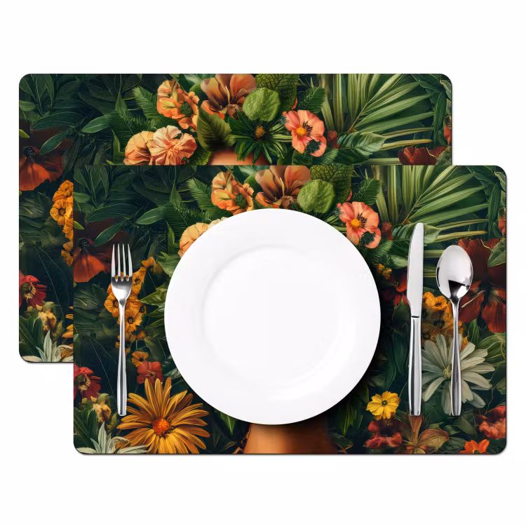 Placemat - 6 stuks - Vrouw - Panterprint - Jungle - Natuur - Luxe — 2