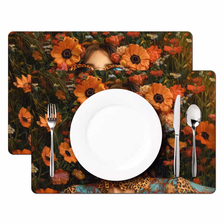 Placemat - 6 stuks - Vrouwen - Bloemen - Modern - Bril - Abstract — 2