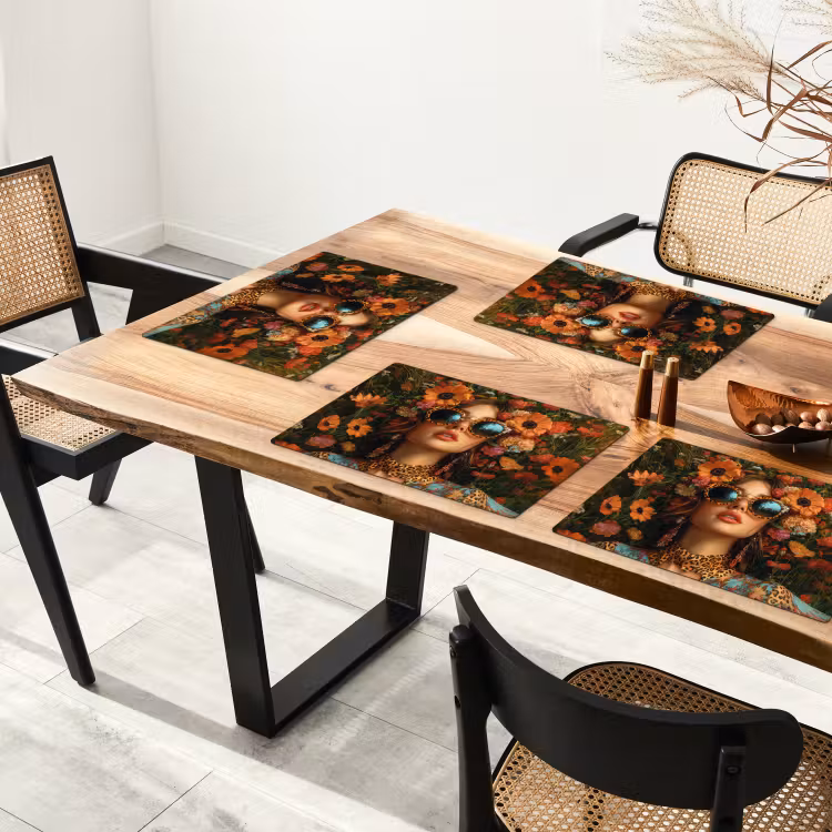 Placemat - 6 stuks - Vrouwen - Bloemen - Modern - Bril - Abstract — 5