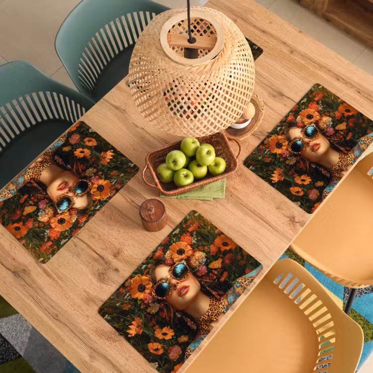 Placemat - 6 stuks - Vrouwen - Bloemen - Modern - Bril - Abstract — 6