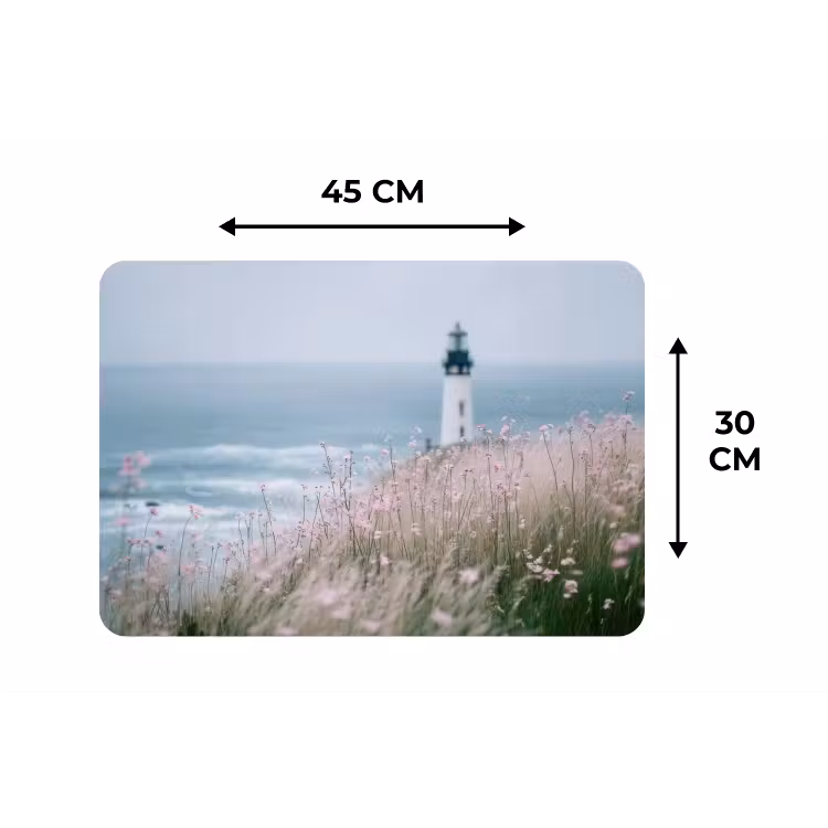 Placemat - 6 stuks - Vuurtoren - Klif - Zee - Bloemen — 3