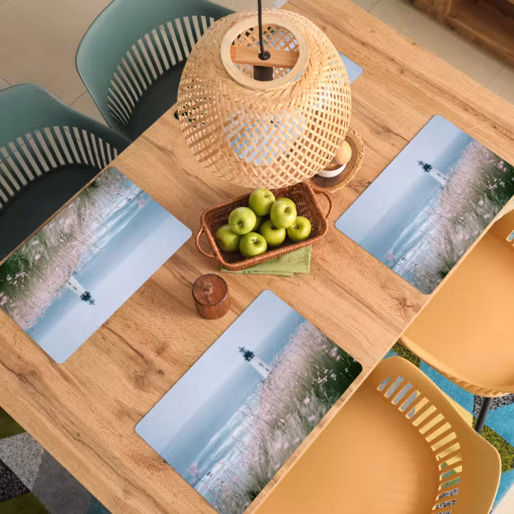 Placemat - 6 stuks - Vuurtoren - Klif - Zee - Bloemen — 6