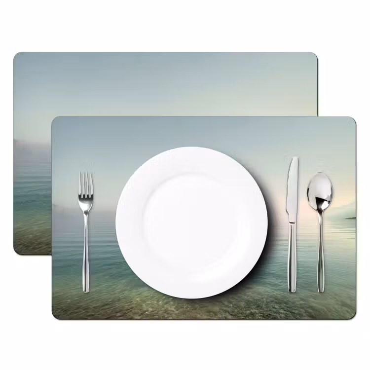 Placemat - 6 stuks - Zee - Horizon - Blauw - Mist — 2