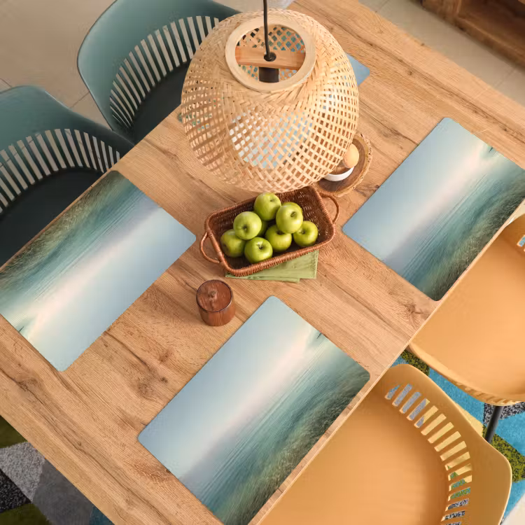 Placemat - 6 stuks - Zee - Horizon - Blauw - Mist — 6
