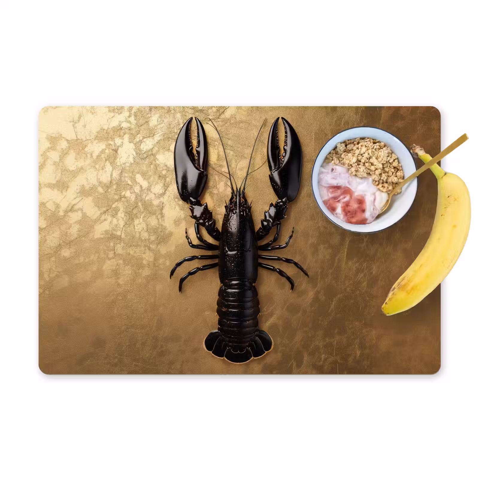 Placemat - 6 stuks - Kreeft - Zwart - Goud - Luxe — 1