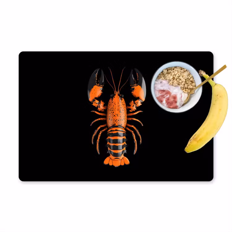 Placemat - 6 stuks - Kreeft - Oranje - Zwart - Modern — 1