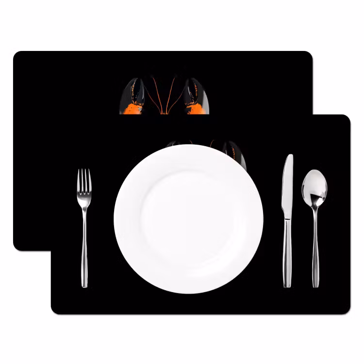 Placemat - 6 stuks - Kreeft - Oranje - Zwart - Modern — 2