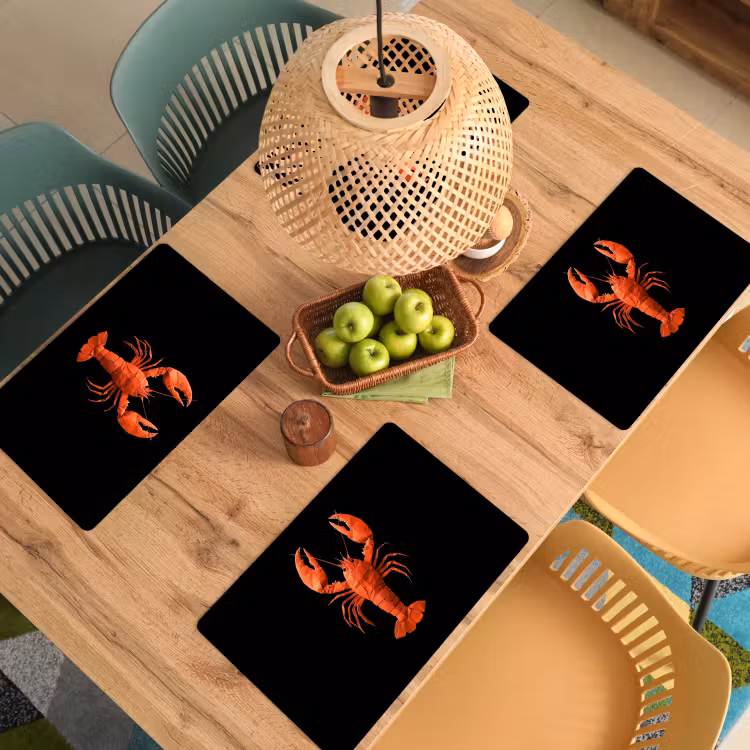 Placemat - 6 stuks - Kreeft - Papier - Origami papier - Rood — 6