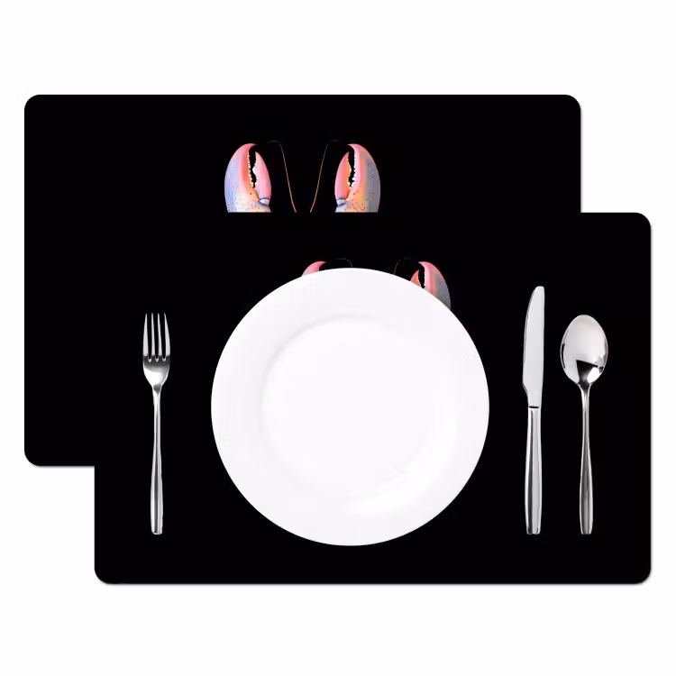Placemat - 6 stuks - Kreeft - Roze - Zacht - Zwart — 2