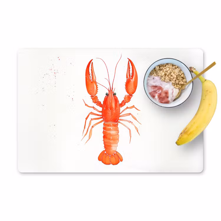 Placemat - 6 stuks - Kreeft - Waterverf - Aquarel - Oranje — 1