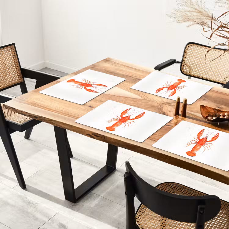 Placemat - 6 stuks - Kreeft - Waterverf - Aquarel - Oranje — 5