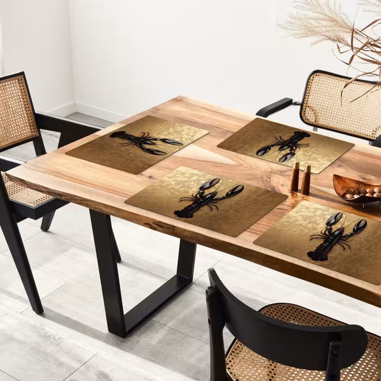 Placemat - 6 stuks - Kreeft - Zwart - Goud - Luxe — 5