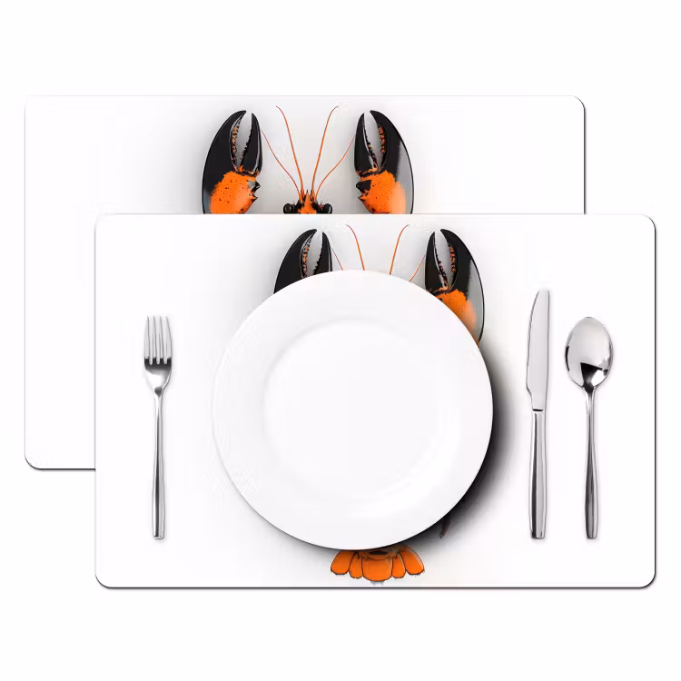 Placemat - 6 stuks - Kreeft - Zwart - Oranje - Wit - Uniek — 2