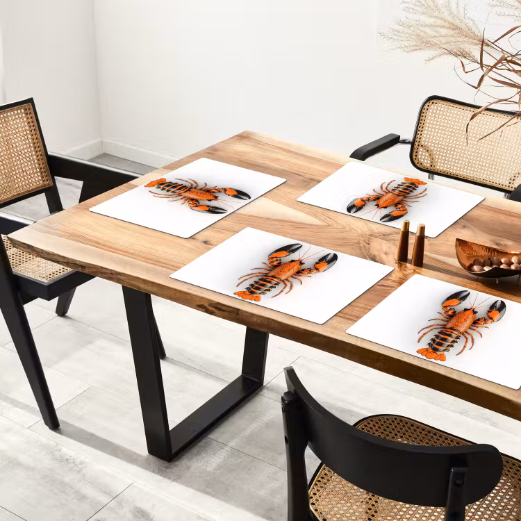Placemat - 6 stuks - Kreeft - Zwart - Oranje - Wit - Uniek — 5