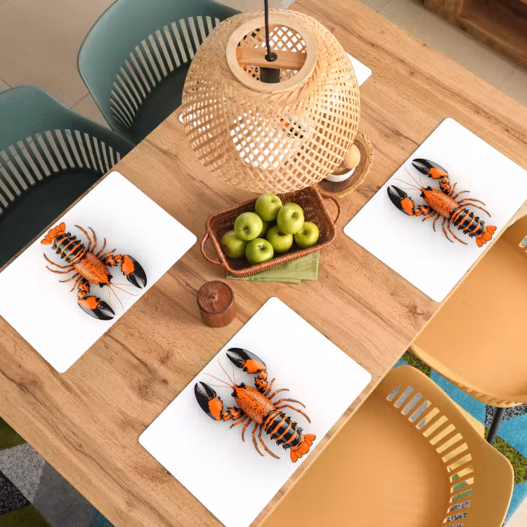 Placemat - 6 stuks - Kreeft - Zwart - Oranje - Wit - Uniek — 6