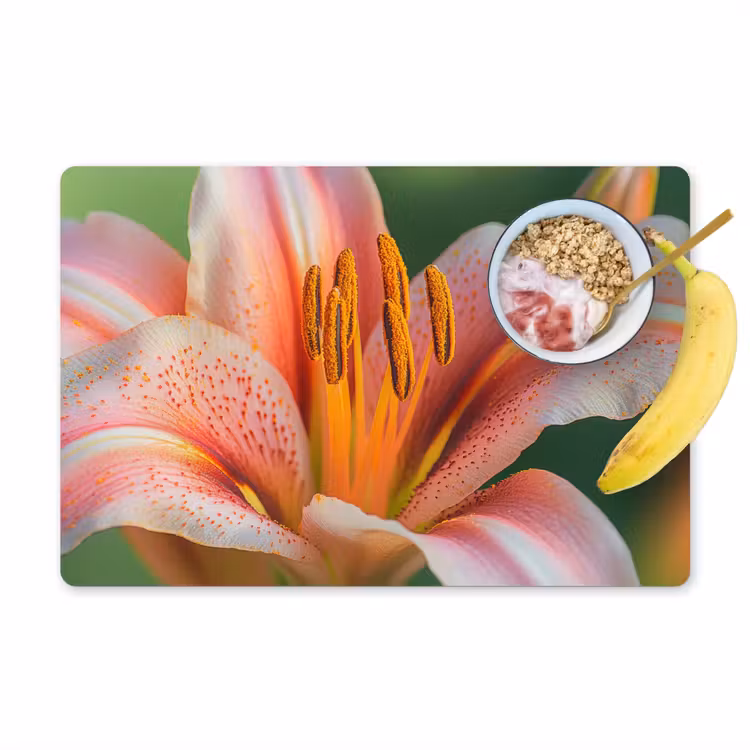 Placemat - 6 stuks - Lelie - Close up - Lichtroze — 1