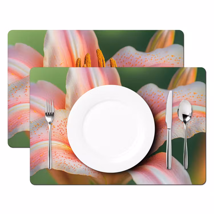 Placemat - 6 stuks - Lelie - Close up - Lichtroze — 2