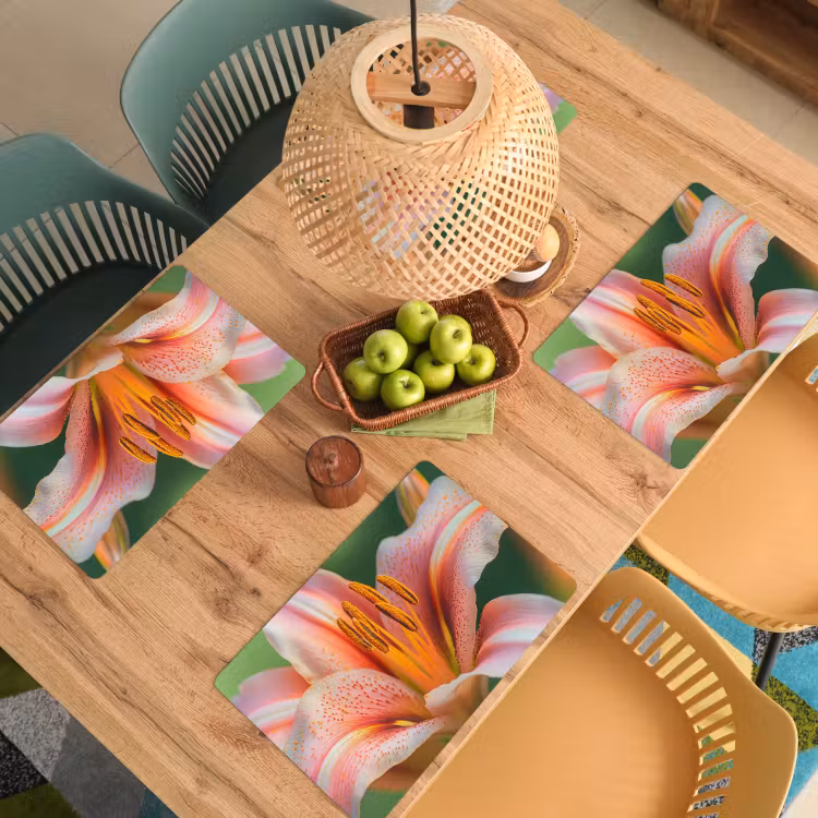 Placemat - 6 stuks - Lelie - Close up - Lichtroze — 6